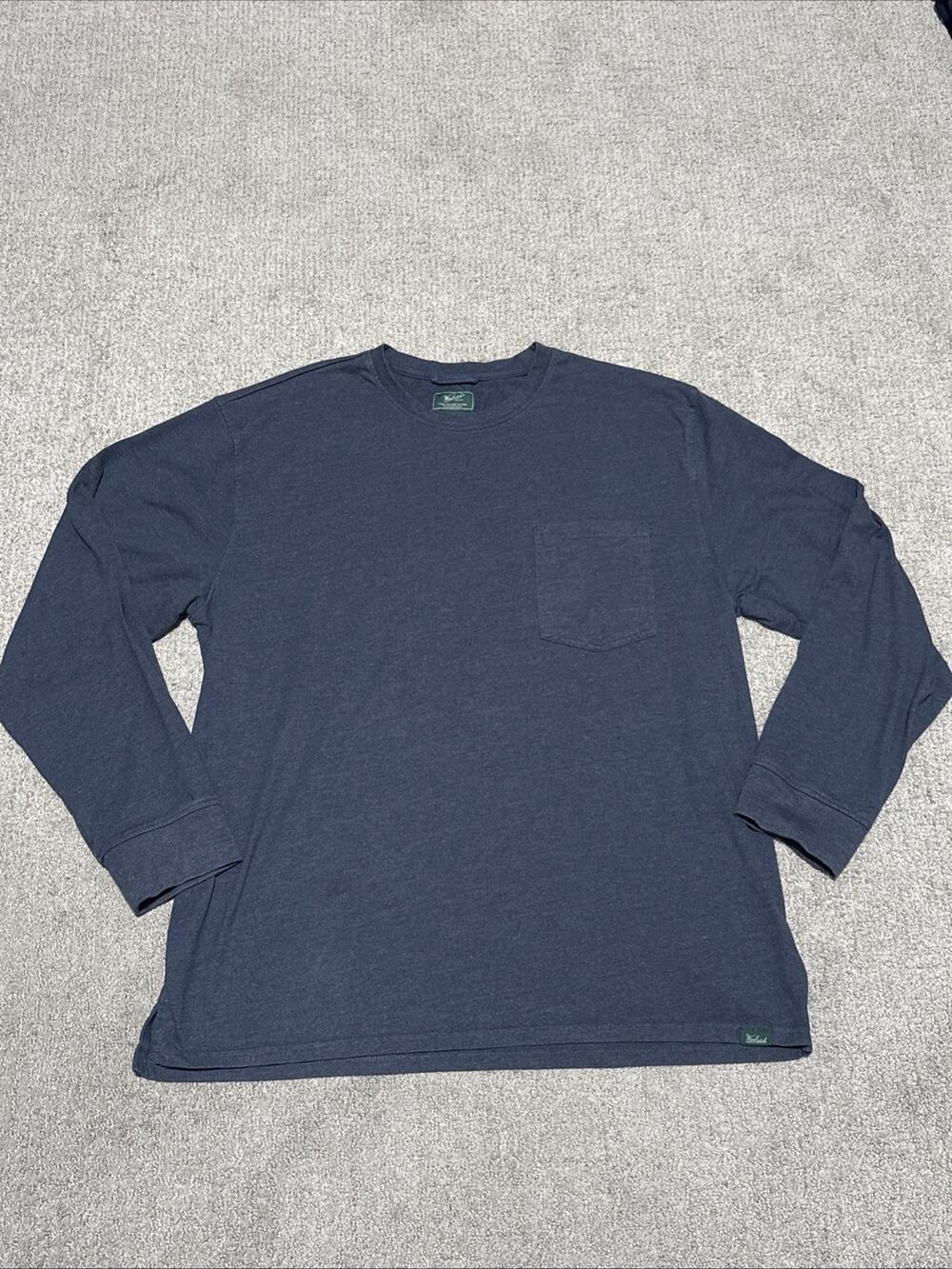 Woolrich Men's Long Sleeve Pocket T-Shirt Faded Blue Gray Crewneck Size XL